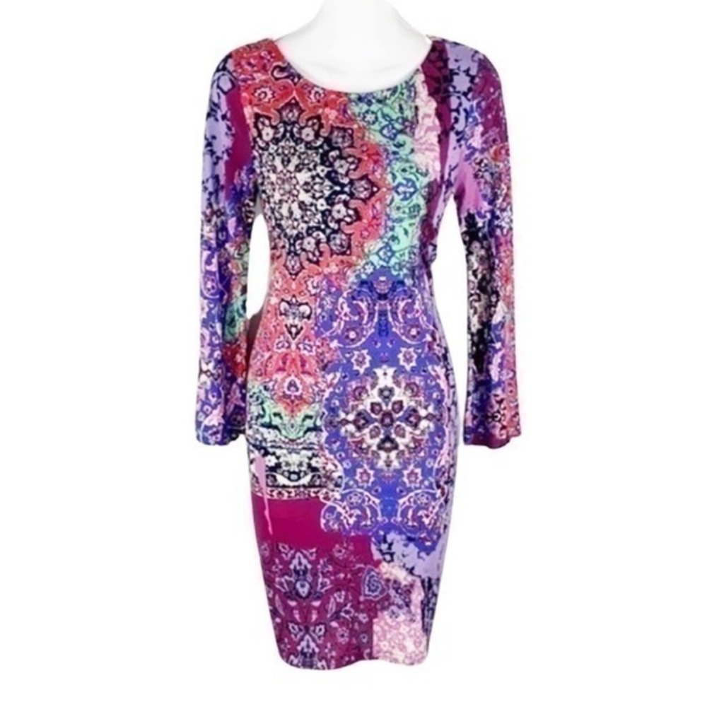 Nicole Miller Artelier multicolor print dress Small S AB25